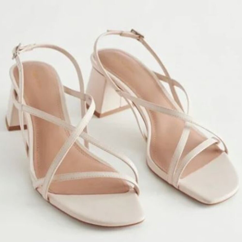 & Other Stories leather heeled strappy sandals in Cream‎ Minimalist 6